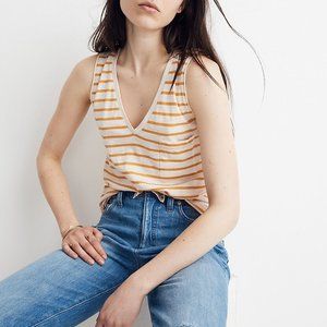 Madewell Whisper V-Neck Pocket Tank (Yellow) XS